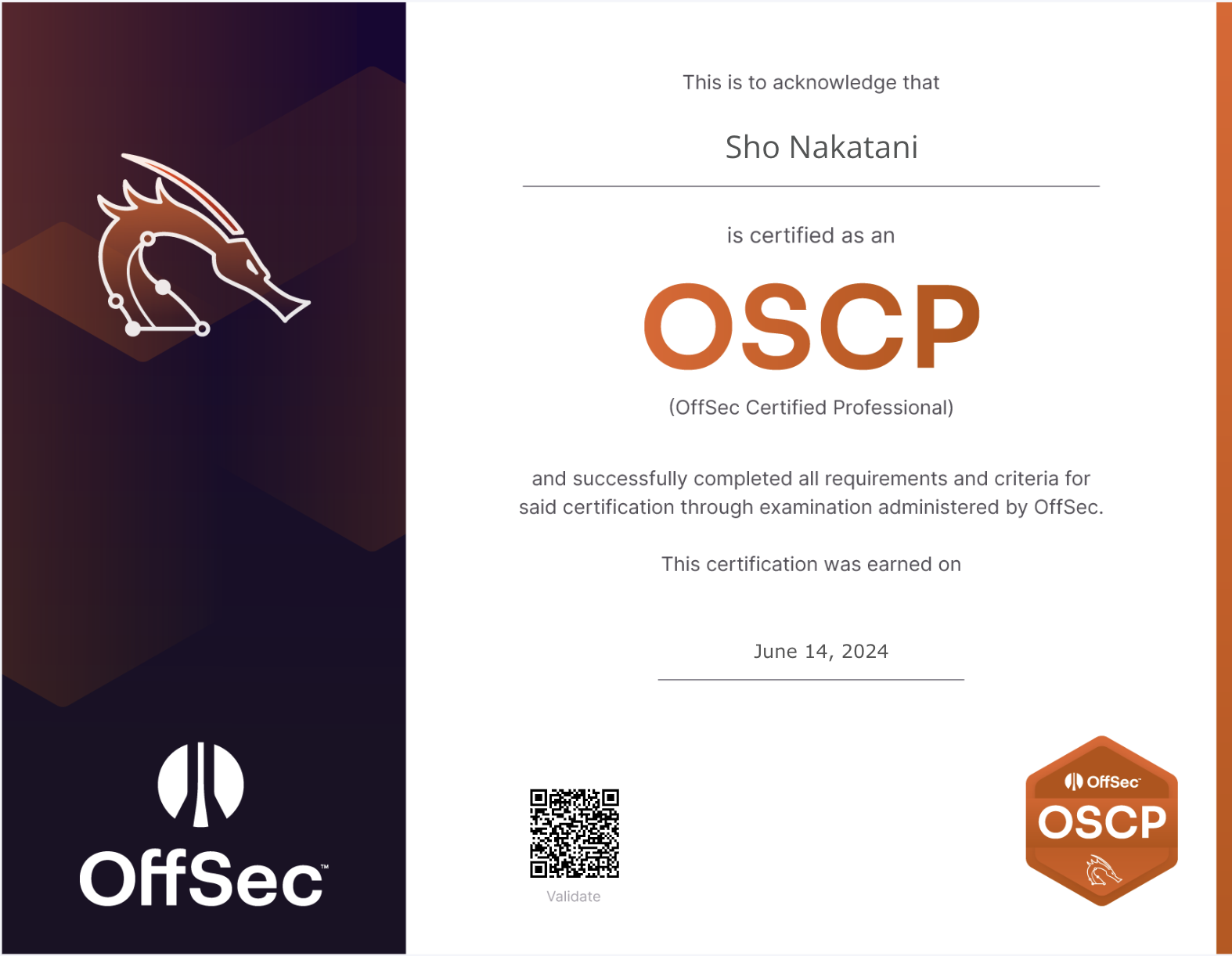 OSCP Certificate