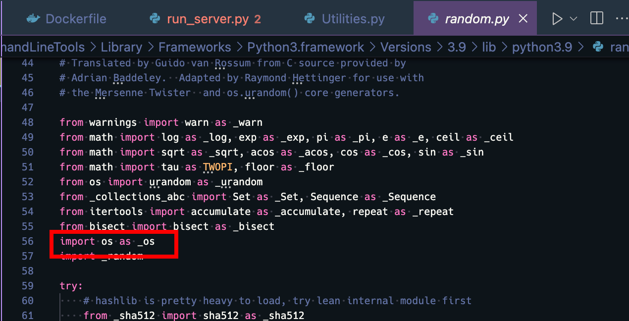 randomモジュールで import os している箇所